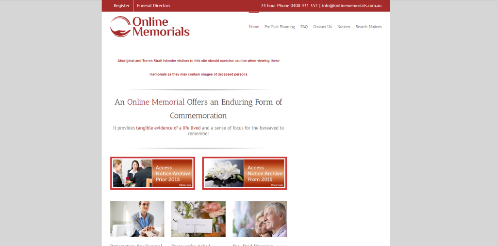 Online memorials old website